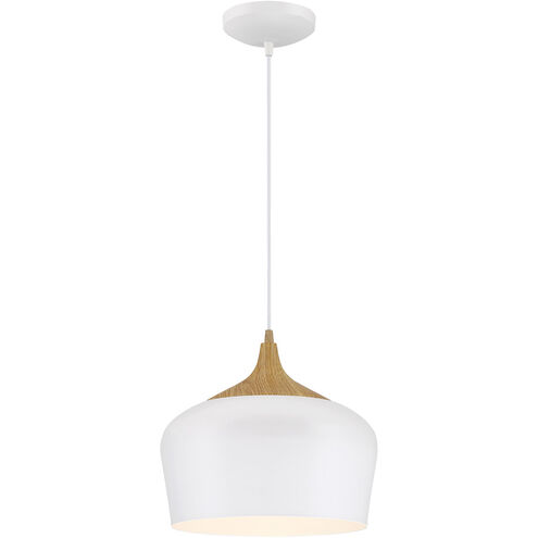 Blend LED 12 inch White with Wood Grain Pendant Ceiling Light