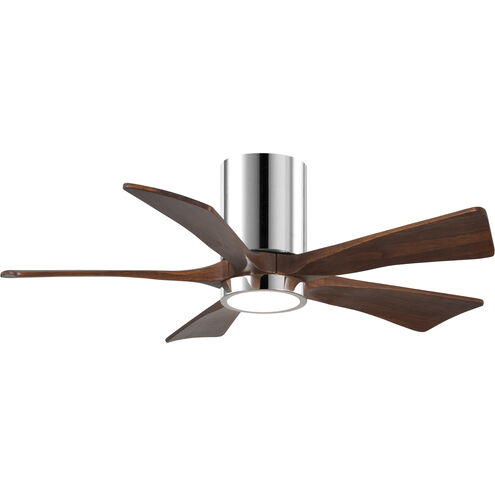 Atlas Irene-5HLK 42 inch Polished Chrome with Walnut Tone Blades Ceiling Mount Paddle Fan, Flush Mounted