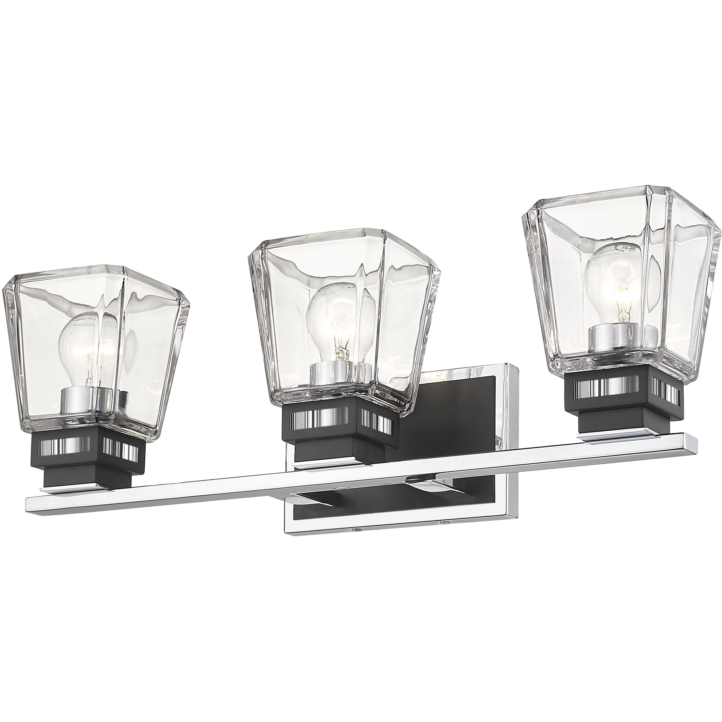 Jackson 3 Light 23.5 inch Chrome and Matte Black Vanity Wall Light