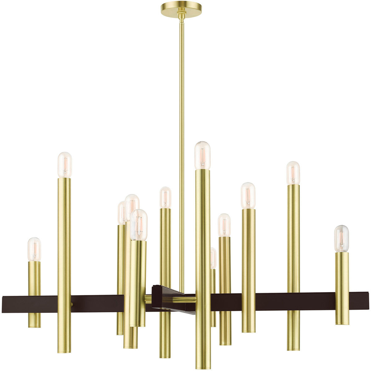 Helsinki 12 Light 44 inch Satin Brass Chandelier Ceiling Light