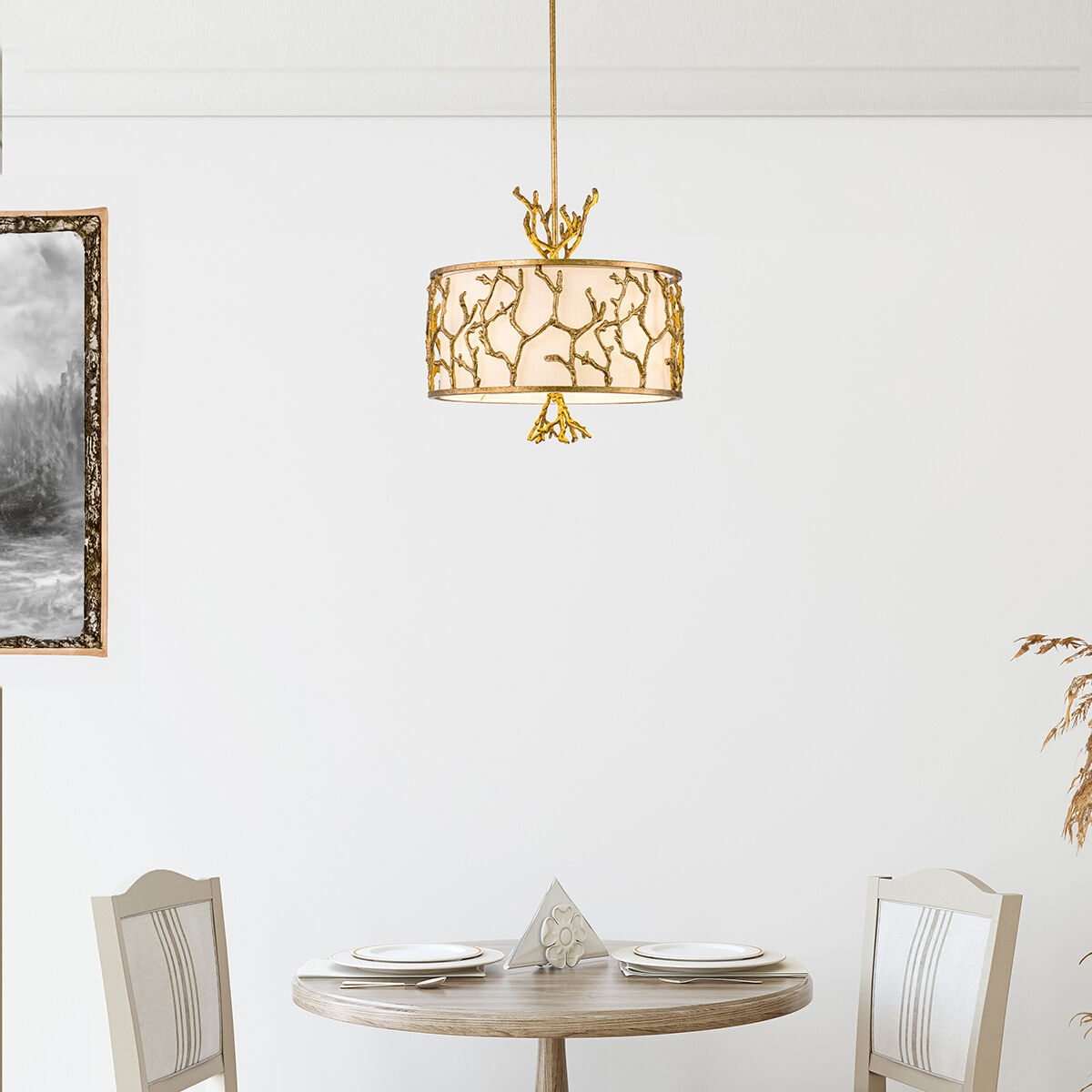 Coral 3 Light 20 inch Gold Pendant Ceiling Light