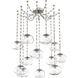 Nova LED 19 inch Beige Silver Swag Multi-Pendant Ceiling Light in 3000K LED, Floret Inner - Clear Outer, Rectangular Chain