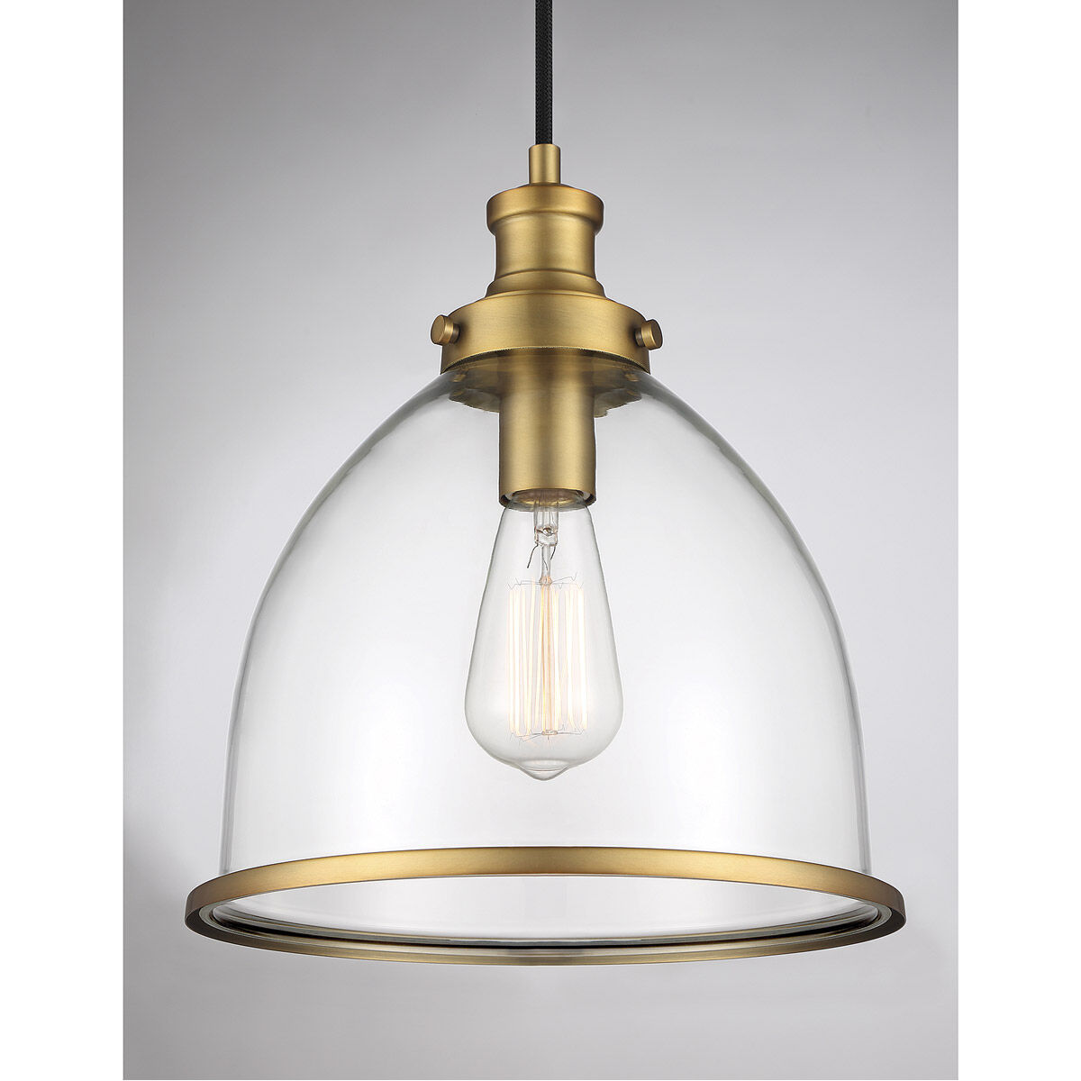 Vintage 1 Light 11 inch Natural Brass Pendant Ceiling Light