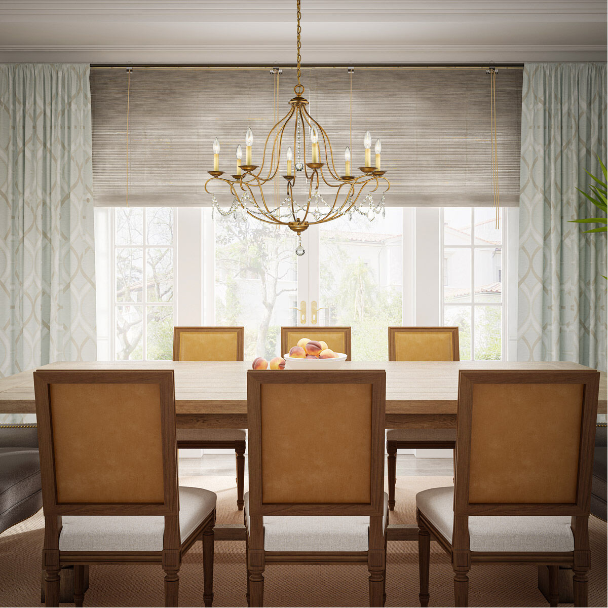 Chesterfield 8 Light 32 inch Antique Gold Leaf Chandelier Ceiling Light