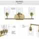 Reines 3 Light 22.75 inch Brushed Gold Bath Vanity Wall Light