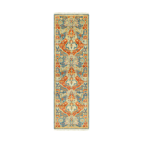 Antolya 69 X 45 inch Sky Blue/Burnt Orange/Wheat/Dark Green/Khaki/Tan Rugs, Wool