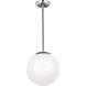 Leo - Hanging Globe 1 Light 14 inch Satin Aluminum Pendant Ceiling Light