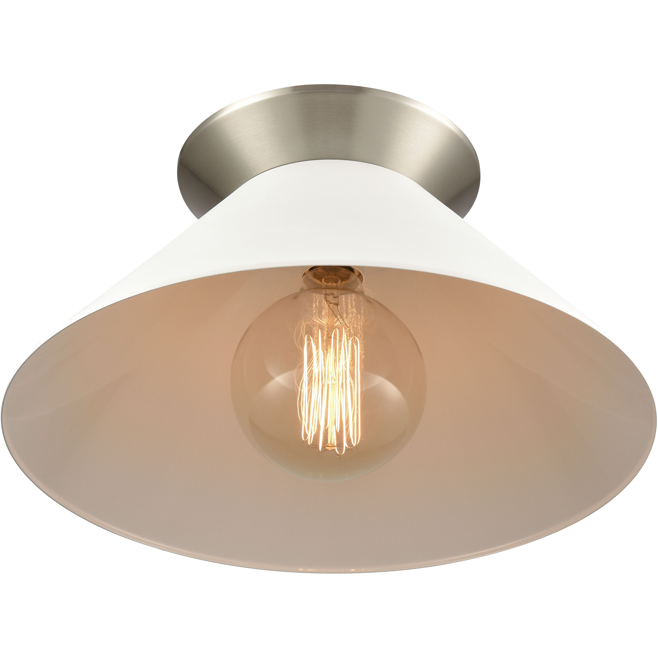 Cavendish 1 Light 16 inch Brushed Nickel with White Semi Flush Mount Ceiling Light