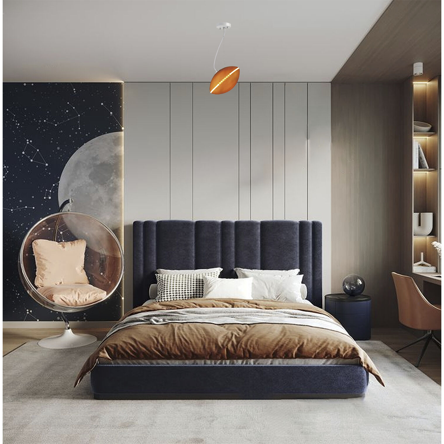 Canada 1 Light 7 inch Brown Childrens Lighting Ceiling Light, Football