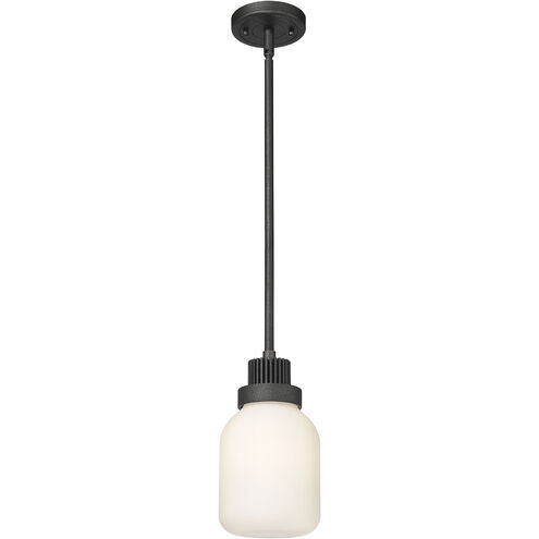 Somers 1 Light 5.5 inch Weathered Zinc Pendant Ceiling Light in Matte White Glass