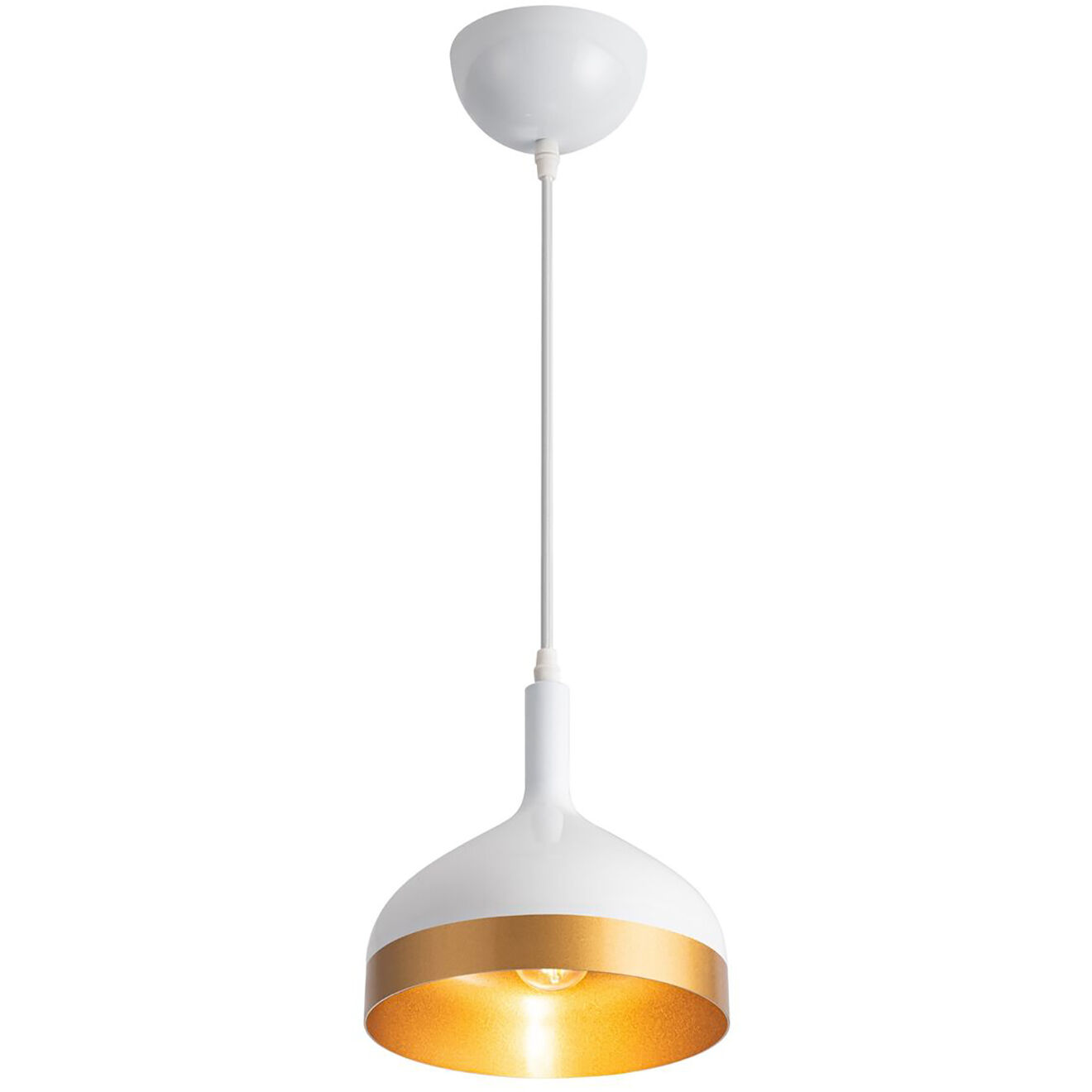 Dash LED 8 inch White and Gold Pendant Ceiling Light
