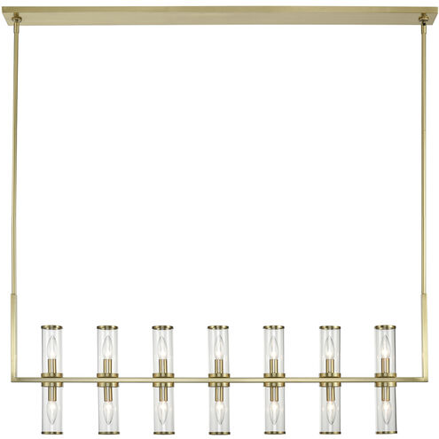 Revolve 14 Light 47.25 inch Natural Brass Linear Pendant Ceiling Light