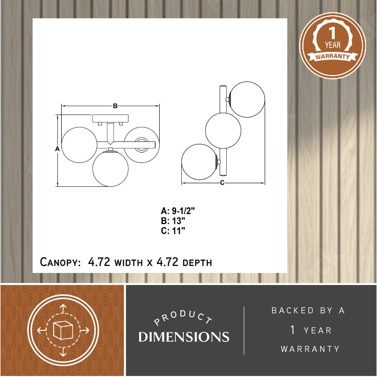 Graham 3 Light 13 inch Harvest Gold Semi Flush Mount Ceiling Light