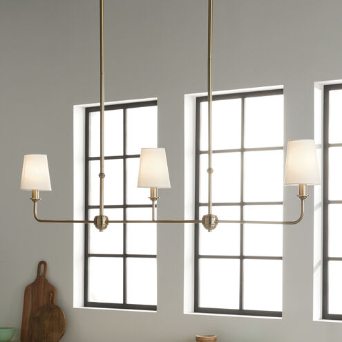 Pallas 3 Light 4.5 inch Brushed Natural Brass Chandelier Linear Ceiling Light