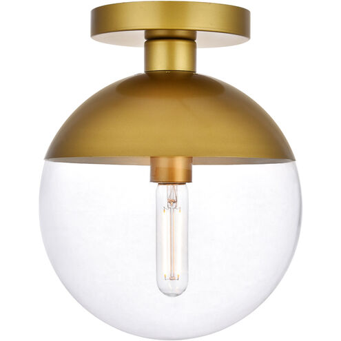 Eclipse 1 Light 10 inch Brass Flush Mount Ceiling Light