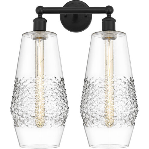 Windham 2 Light 16 inch Matte Black Bath Vanity Light Wall Light in Clear Glass
