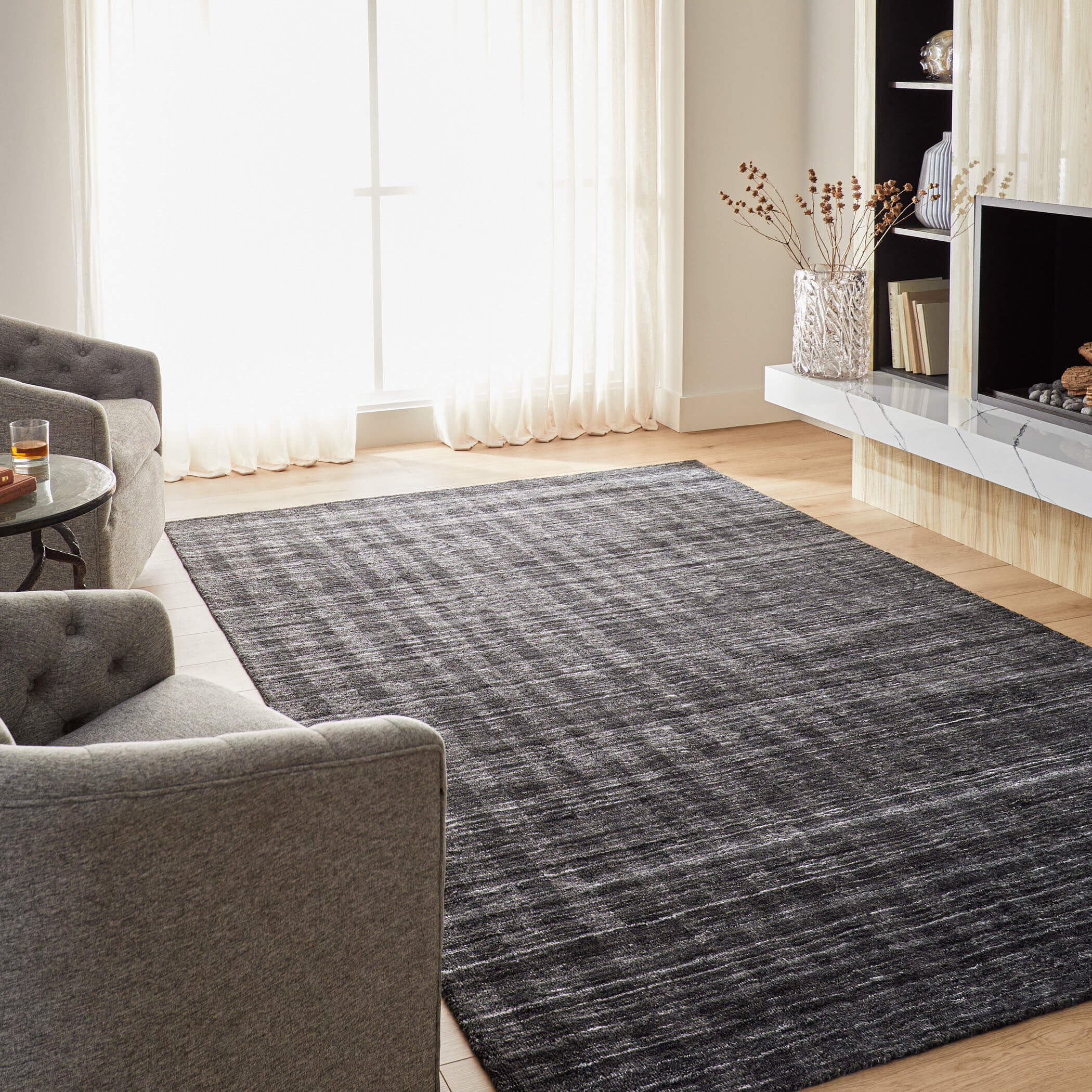 Pari 158 X 118 inch Dark Grey Rug in 10 x 13
