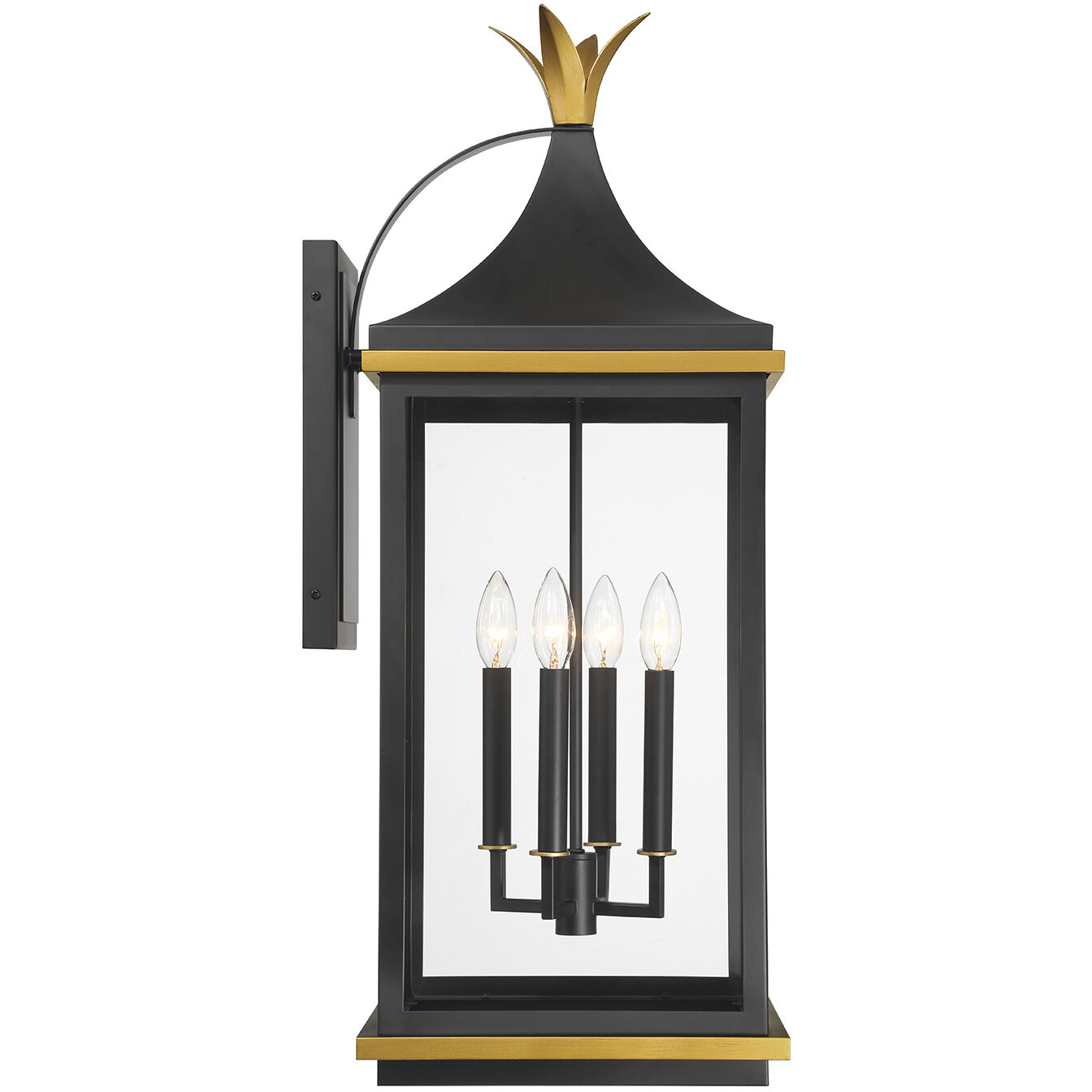 Simpson 4 Light 31.5 inch Matte Black and Textured Gold Outdoor Sconce