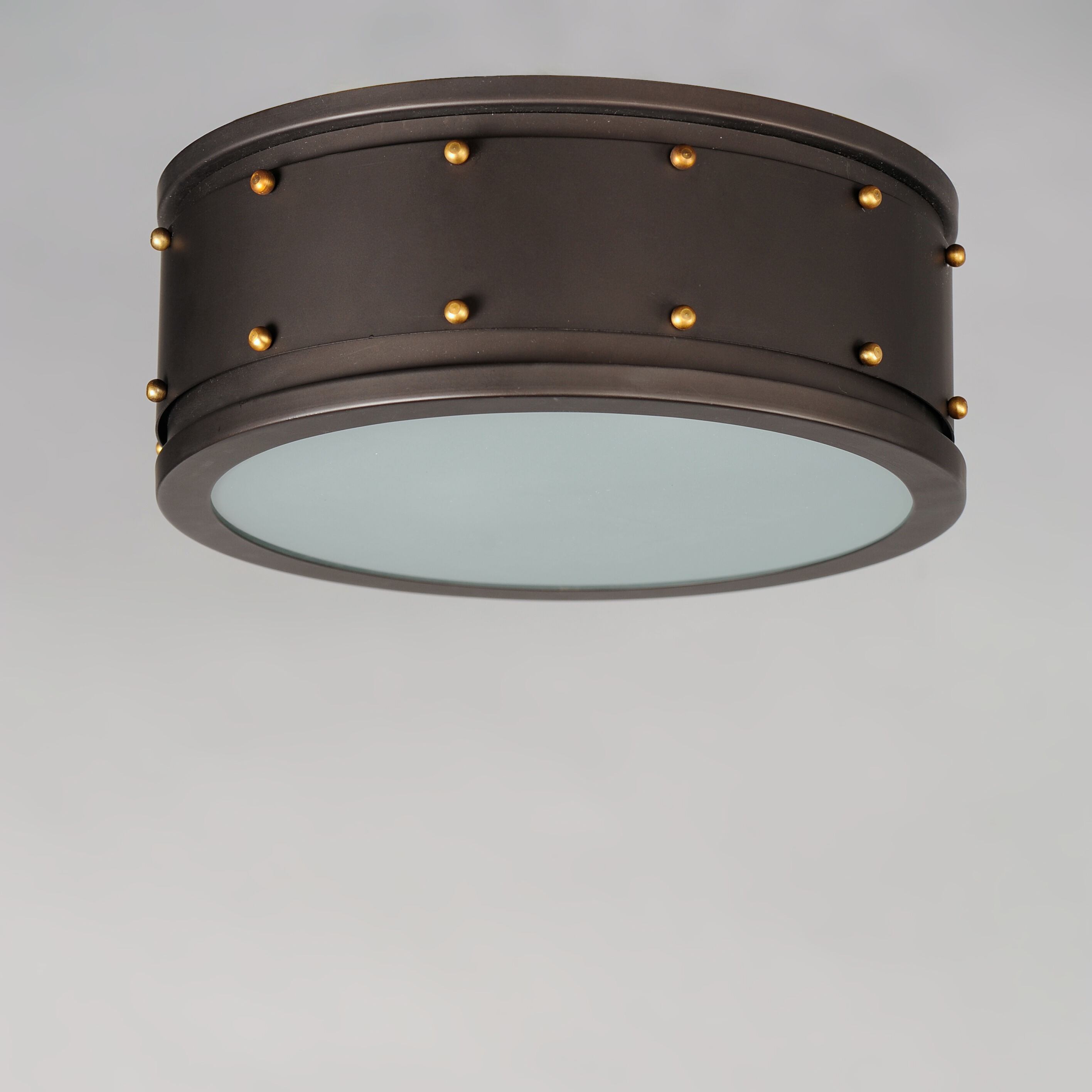 Trestle 2 Light 13 inch Oil Rubbed Bronze/Antique Brass Flush Mount Ceiling Light