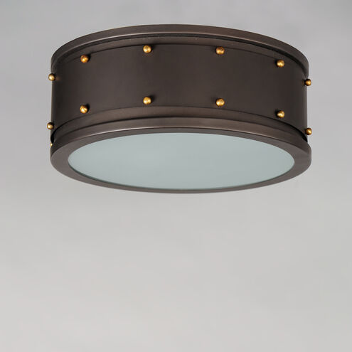 Trestle 2 Light 13 inch Oil Rubbed Bronze/Antique Brass Flush Mount Ceiling Light