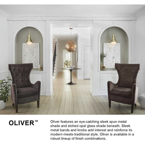 Oliver LED 9 inch Black with Heritage Brass Indoor Pendant Ceiling Light