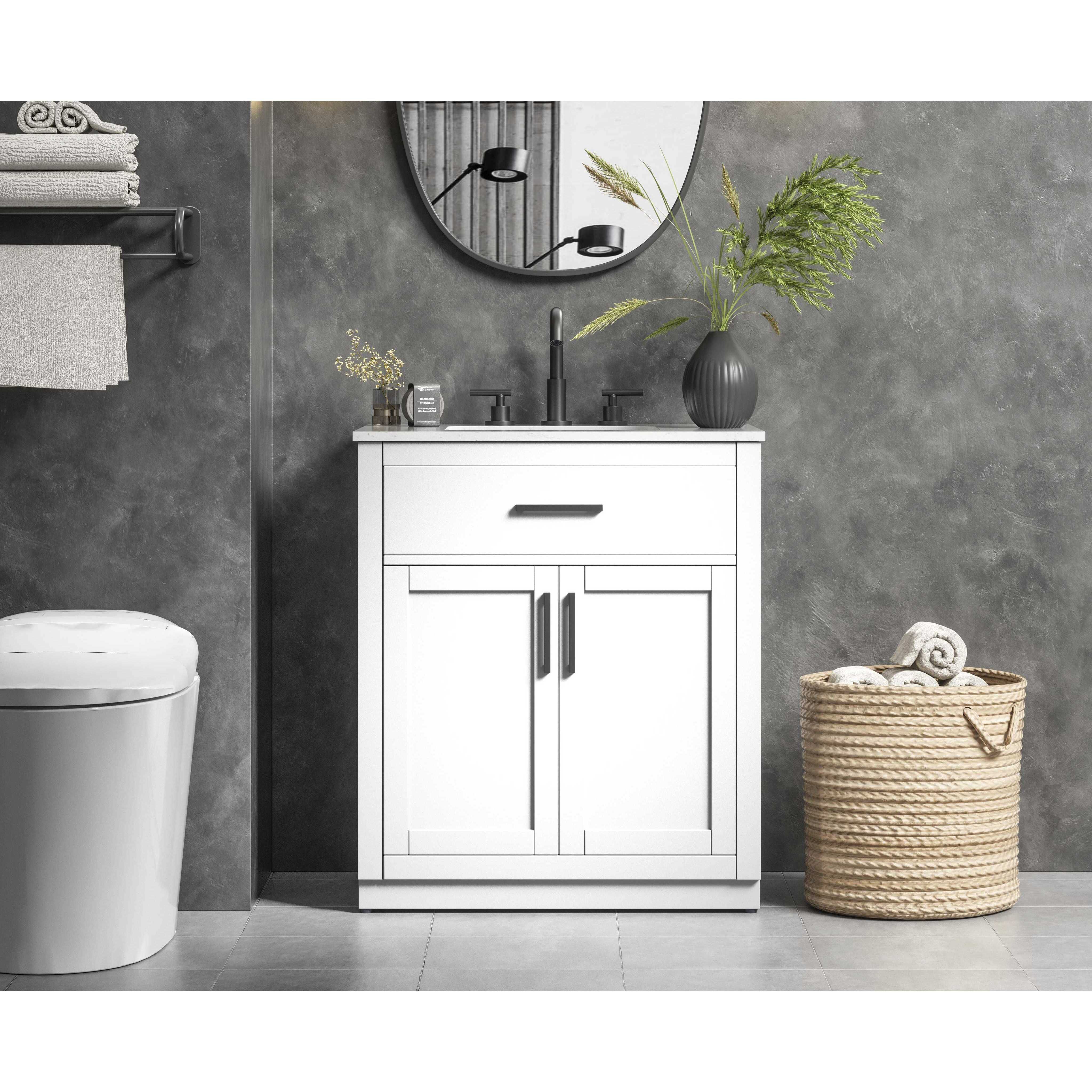 Alden 30 X 35 inch White Bathroom Vanity Cabinet