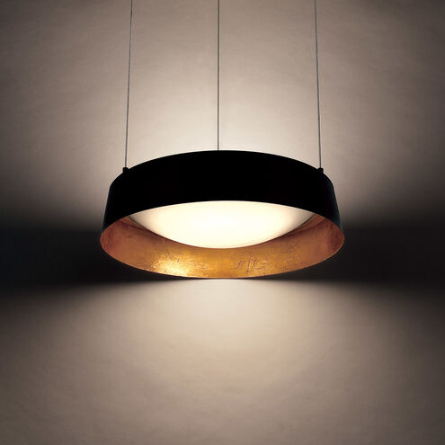 Gilt LED 18 inch Black Gold Leaf Chandelier Ceiling Light in Opulent Textured Gold Leaf Aluminum
