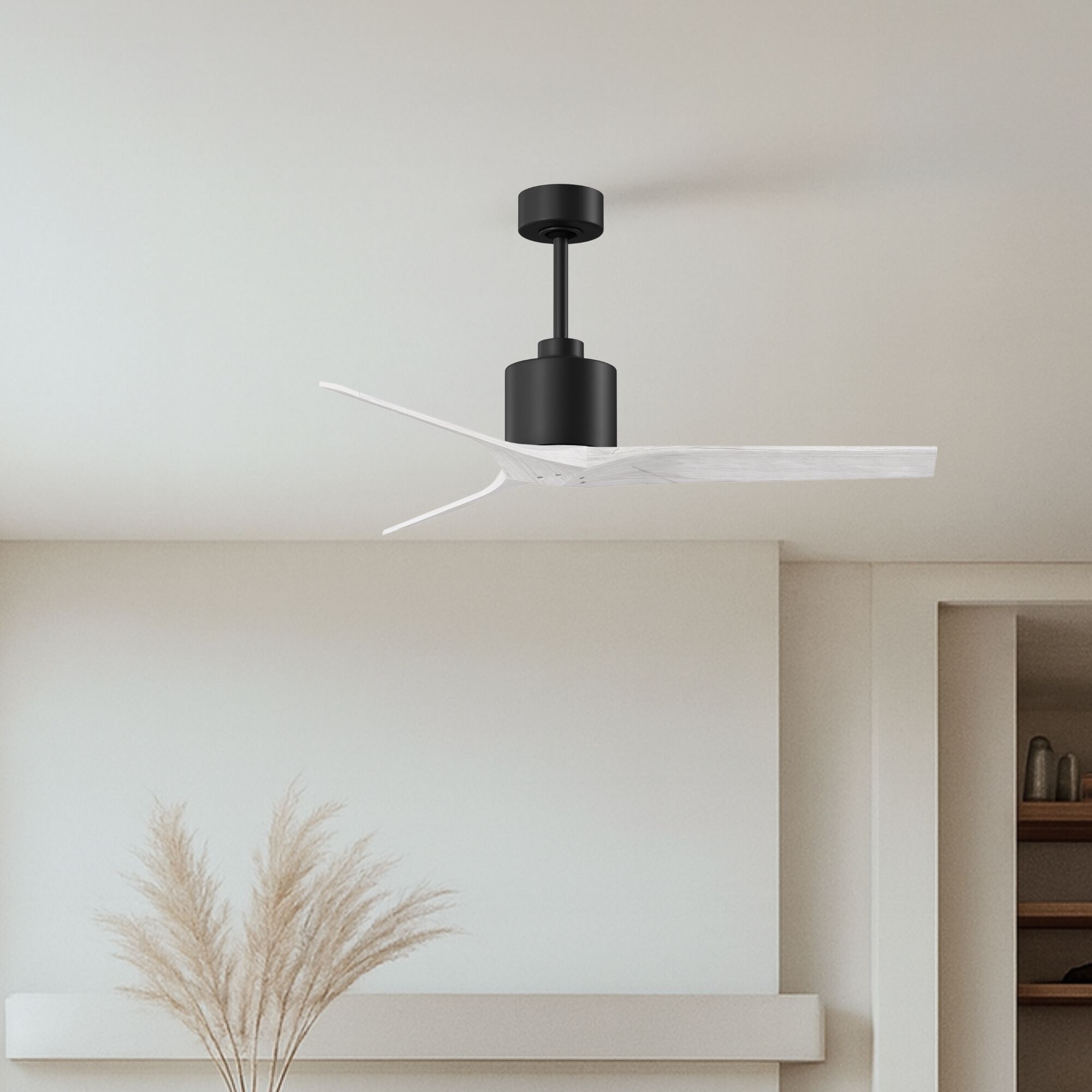 Atlas Mollywood 52 inch Matte Black with Matte White Blades Ceiling Fan, Atlas