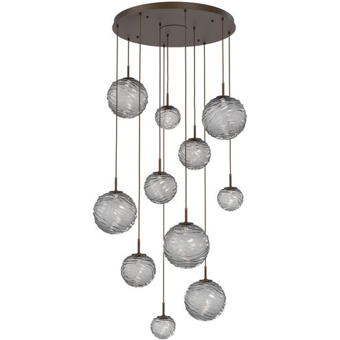 Gaia LED 36 inch Flat Bronze Multi-Pendant Ceiling Light in Smoke, 2700K LED
