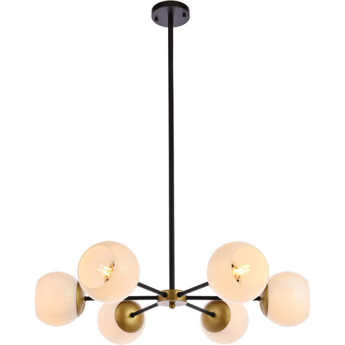 Briggs 6 Light 30 inch Black and Brass Pendant Ceiling Light