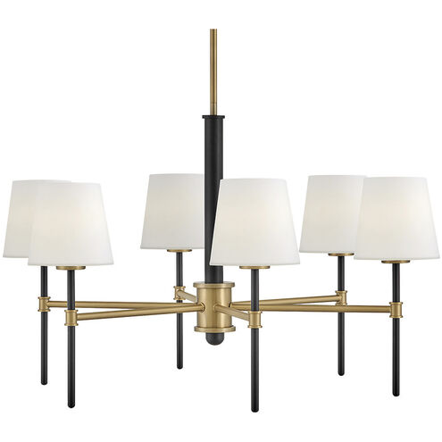 Saunders 6 Light 30 inch Black with Lacquered Brass Chandelier Ceiling Light