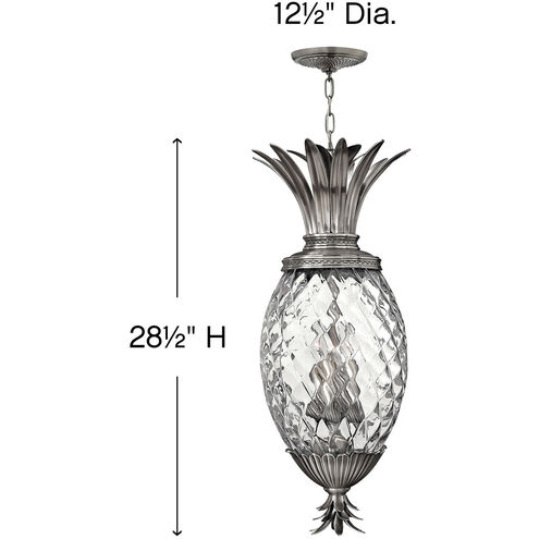 Plantation 4 Light 12.5 inch Polished Antique Nickel Indoor Foyer Pendant Ceiling Light, Large