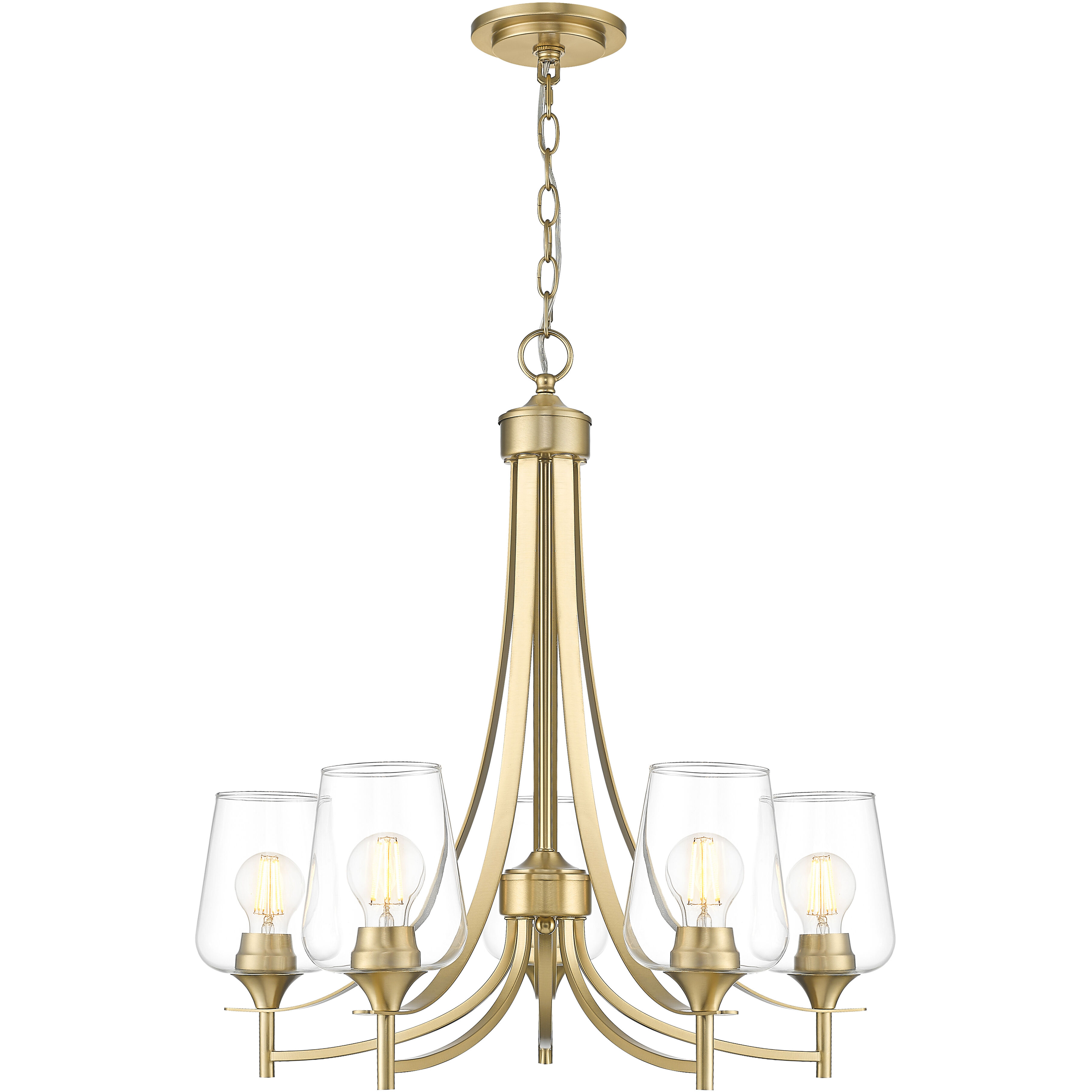 Joliet 5 Light 25 inch Burnished Brass Chandelier Ceiling Light