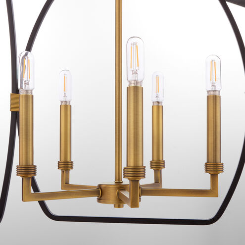 Bishop 5 Light 21.5 inch Matte Black and Brushed Brass Pendant Ceiling Light