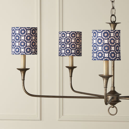 Block Print Navy and White with Red Drum Chandelier Shade