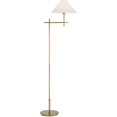 J. Randall Powers Hackney 52 inch 40.00 watt Hand-Rubbed Antique Brass Bridge Arm Floor Lamp Portable Light in Linen