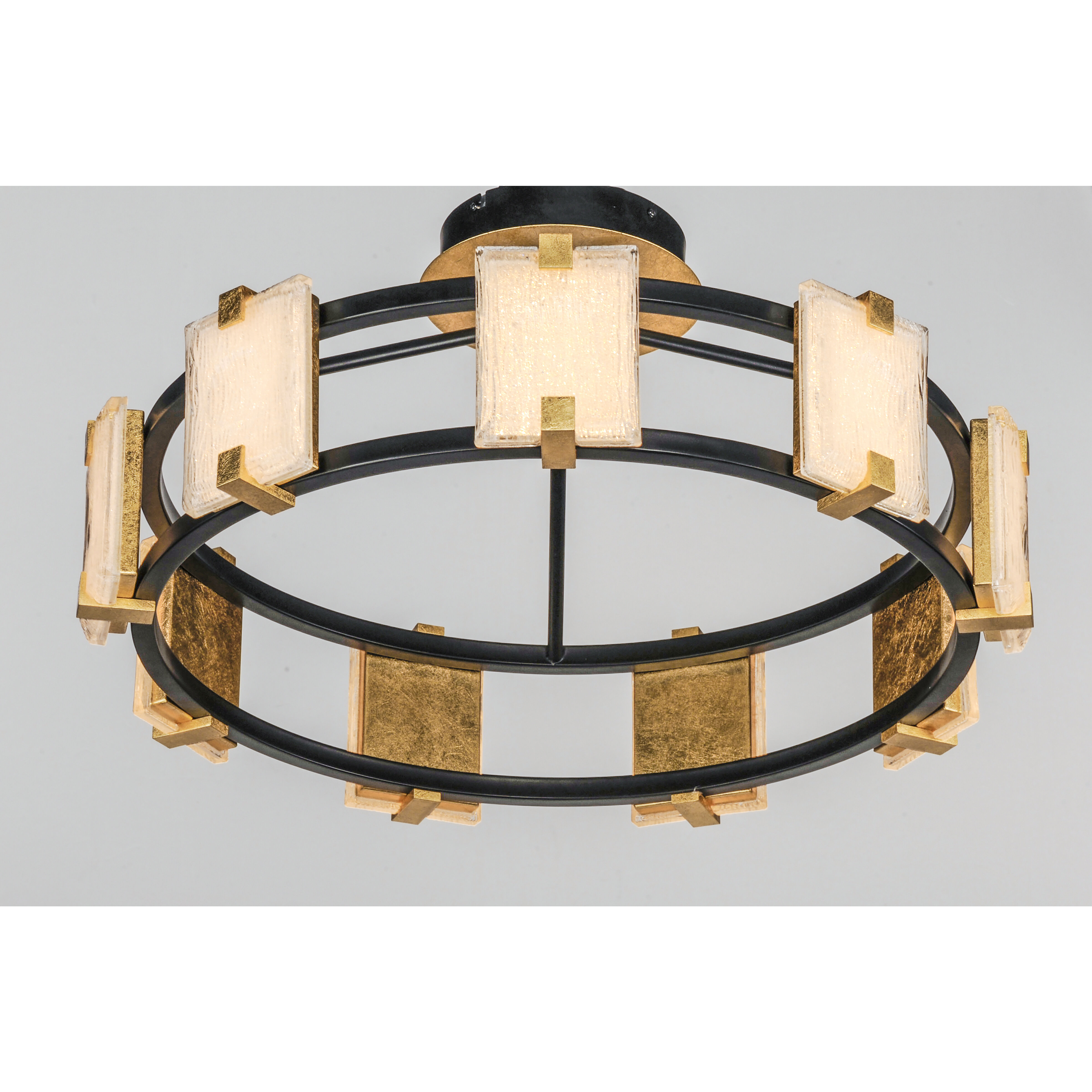 Radiant LED 27 inch Black/Gold Leaf Flush Mount Ceiling Light
