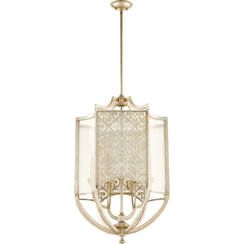 Bastille 6 Light 21.5 inch Aged Silver Leaf Entry Pendant Ceiling Light