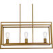 Voir 3 Light 30 inch Brass Linear Pendant Ceiling Light 