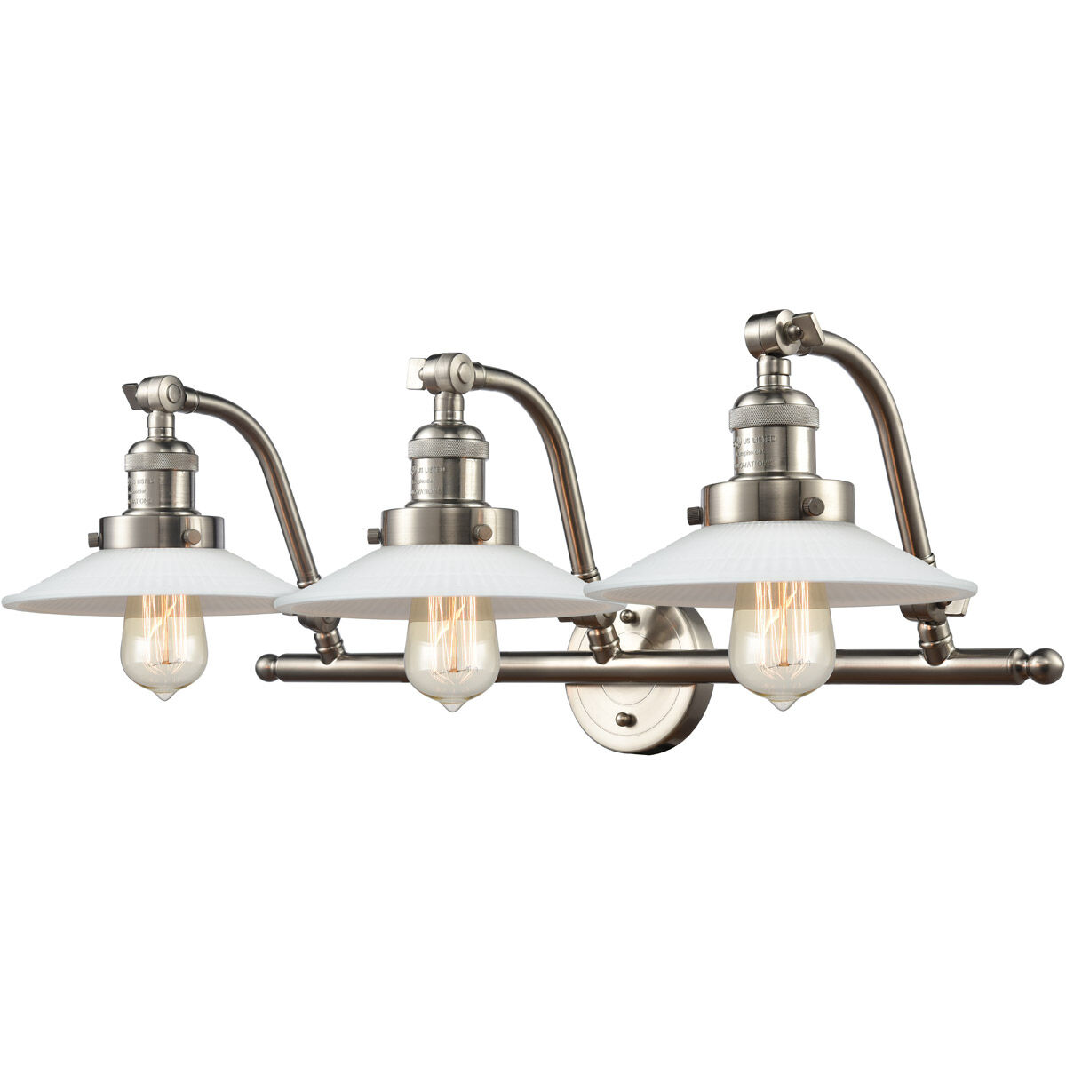 Franklin Restoration Halophane LED 28 inch Brushed Satin Nickel Bath Vanity Light Wall Light in Matte White Halophane Glass, Franklin Restoration