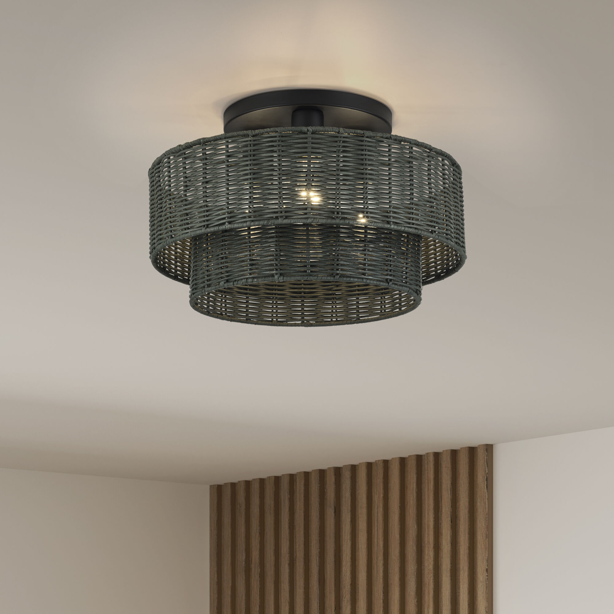 Weavington 3 Light 15 inch Black Semi Flush Mount Ceiling Light, Large