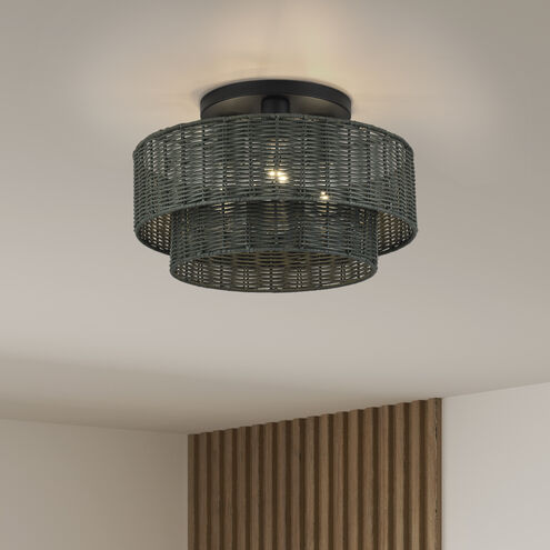 Weavington 3 Light 15 inch Black Semi Flush Mount Ceiling Light, Large