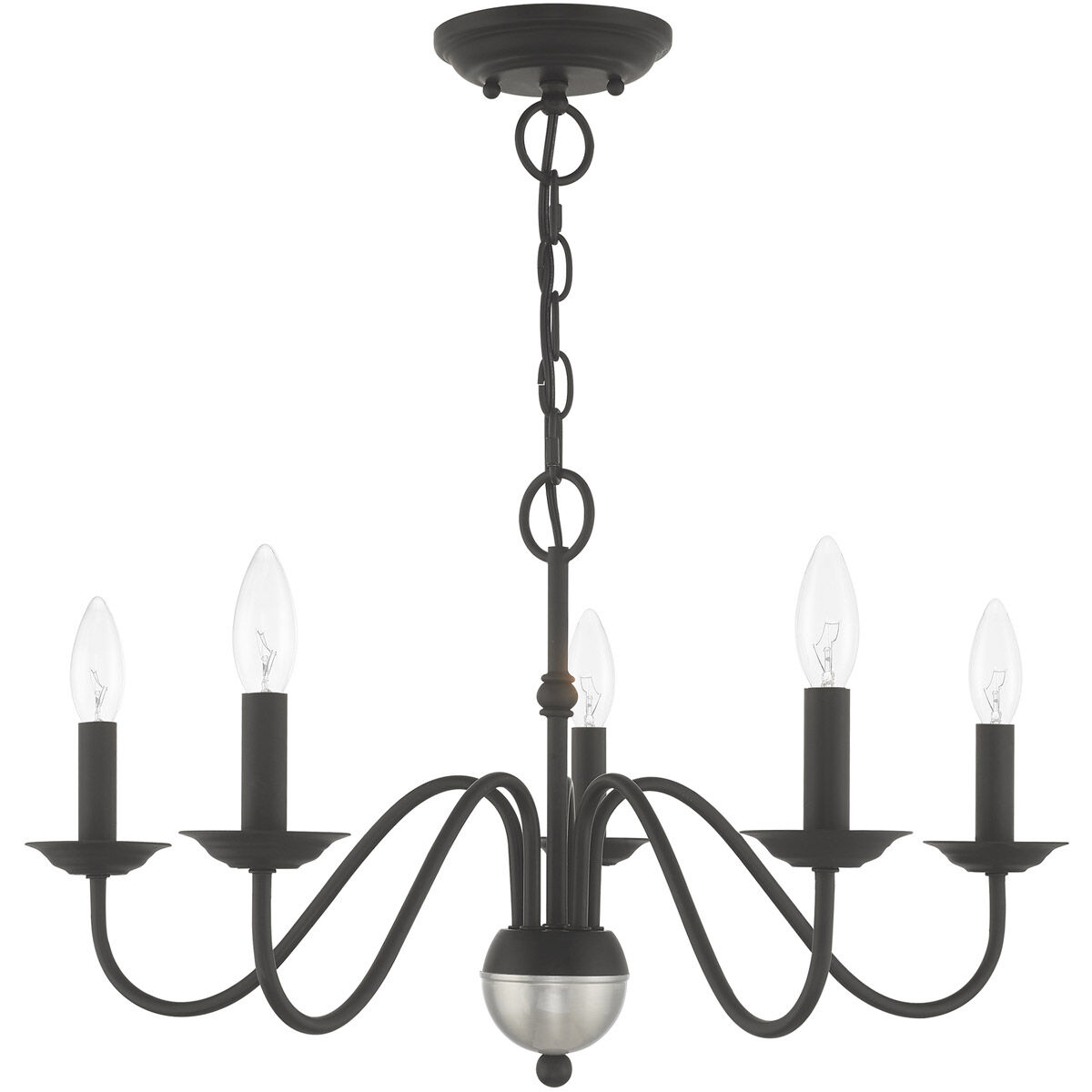 Windsor 5 Light 24 inch Black Chandelier Ceiling Light