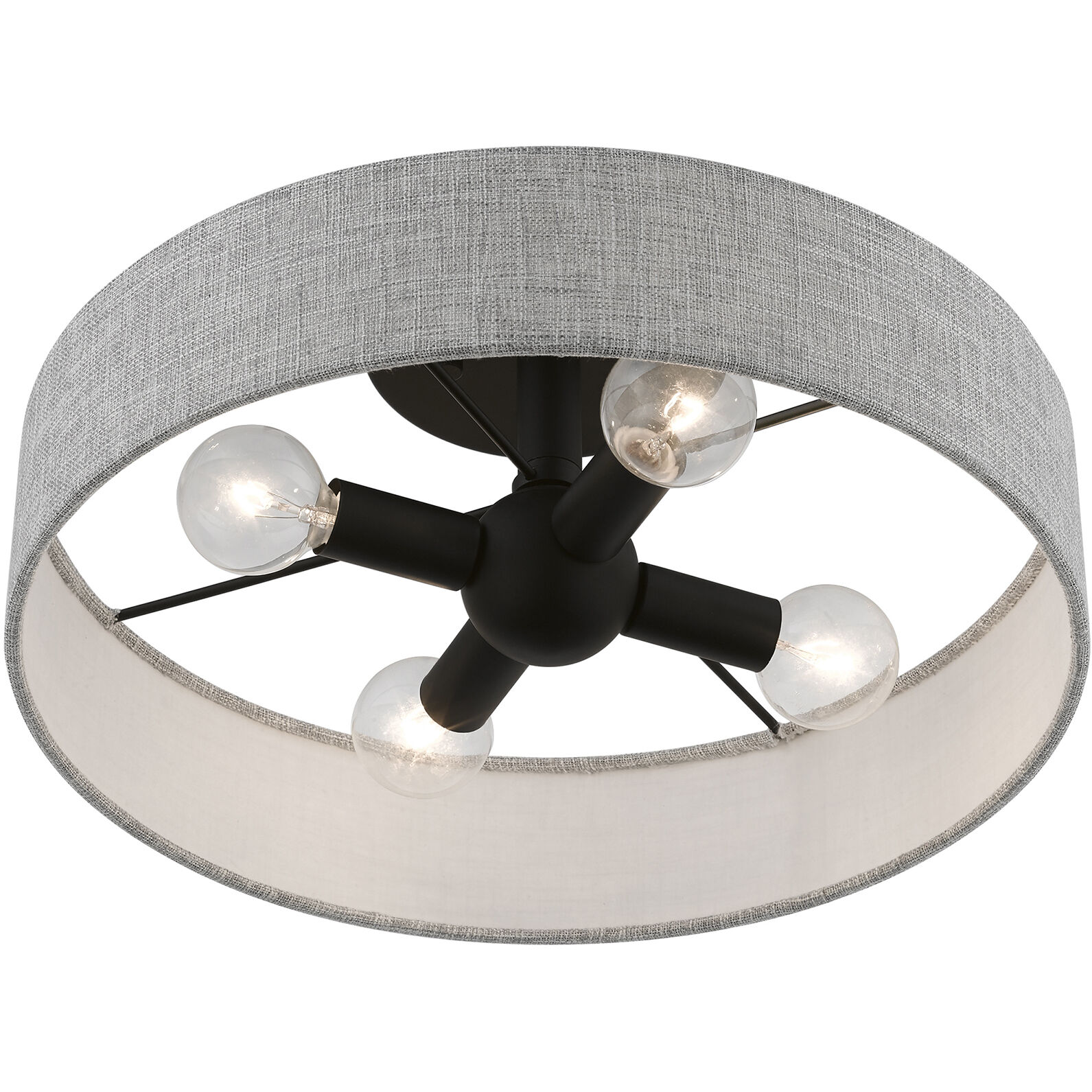 Elmhurst 4 Light 14 inch Black Semi-Flush Ceiling Light