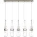 Milan 5 Light 36.13 inch Brushed Satin Nickel Linear Pendant Ceiling Light in Clear Glass