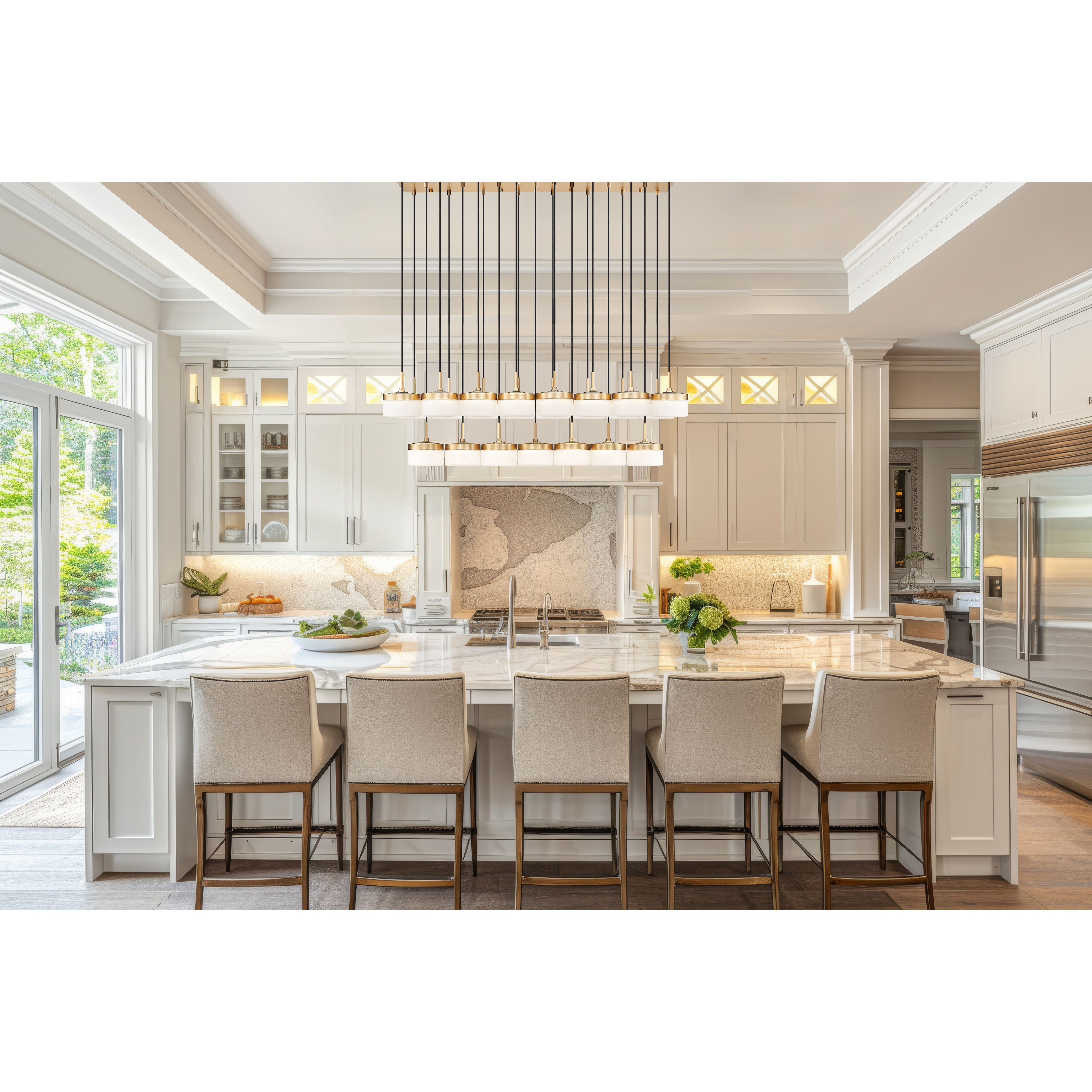 Renaud LED 58.75 inch Modern Gold Linear Chandelier Ceiling Light