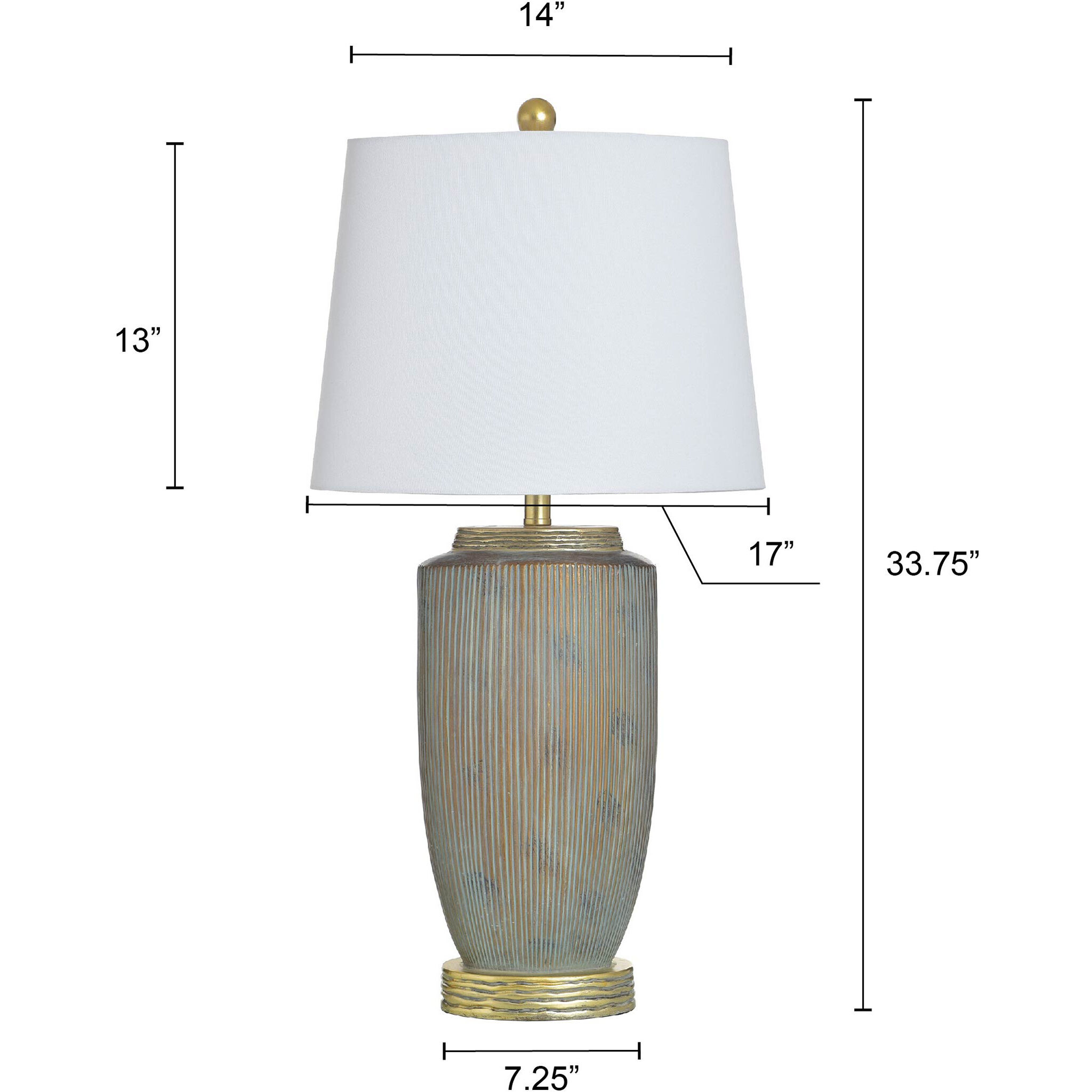 Poly 33.75 inch 100 watt Raffine Gold and Grey and White Table Lamp Portable Light