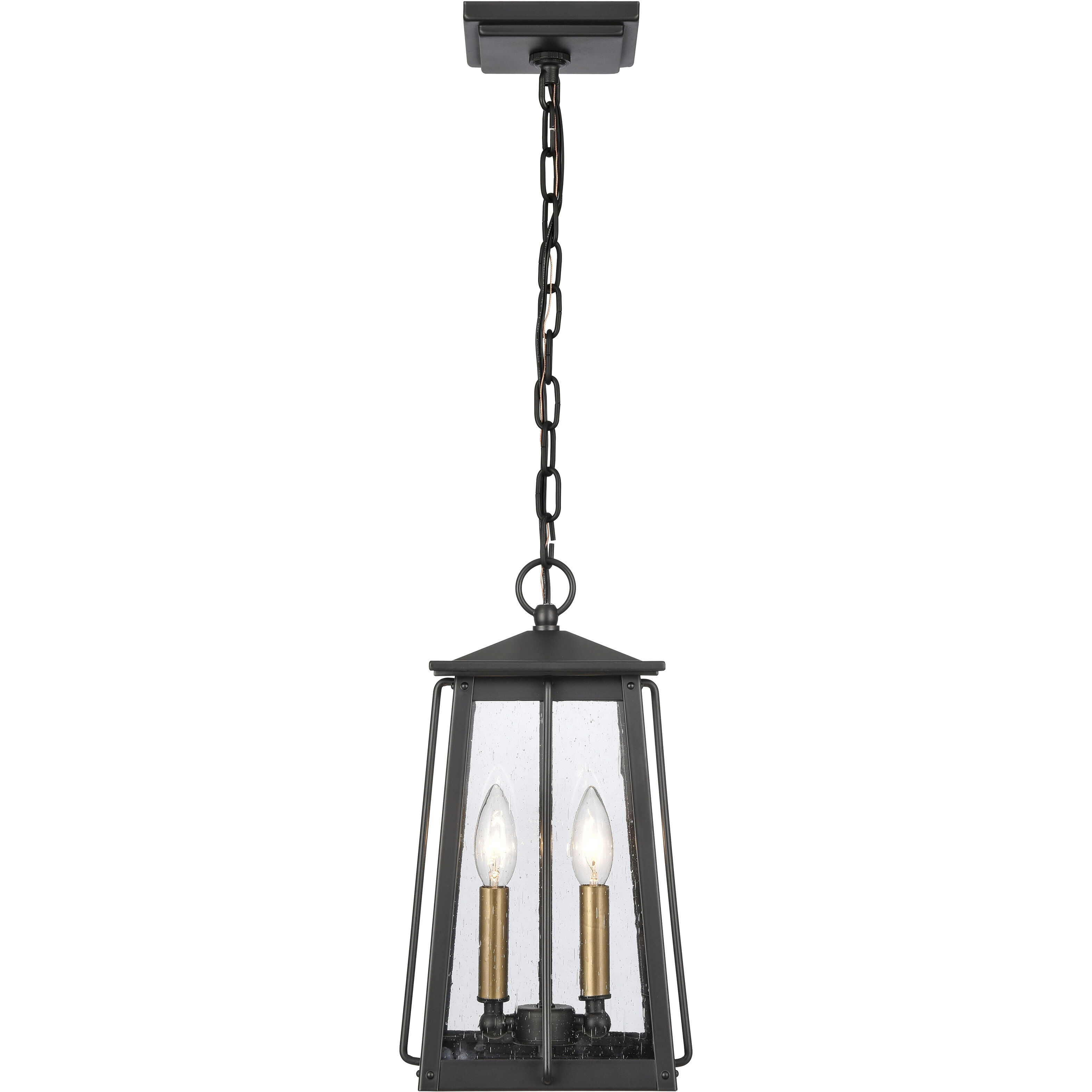 Kirkdale 2 Light 9 inch Matte Black with Natural Brass Outdoor Pendant