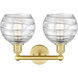 Athens Deco Swirl 2 Light 17 inch Satin Gold Bath Vanity Light Wall Light in Clear Deco Swirl Glass