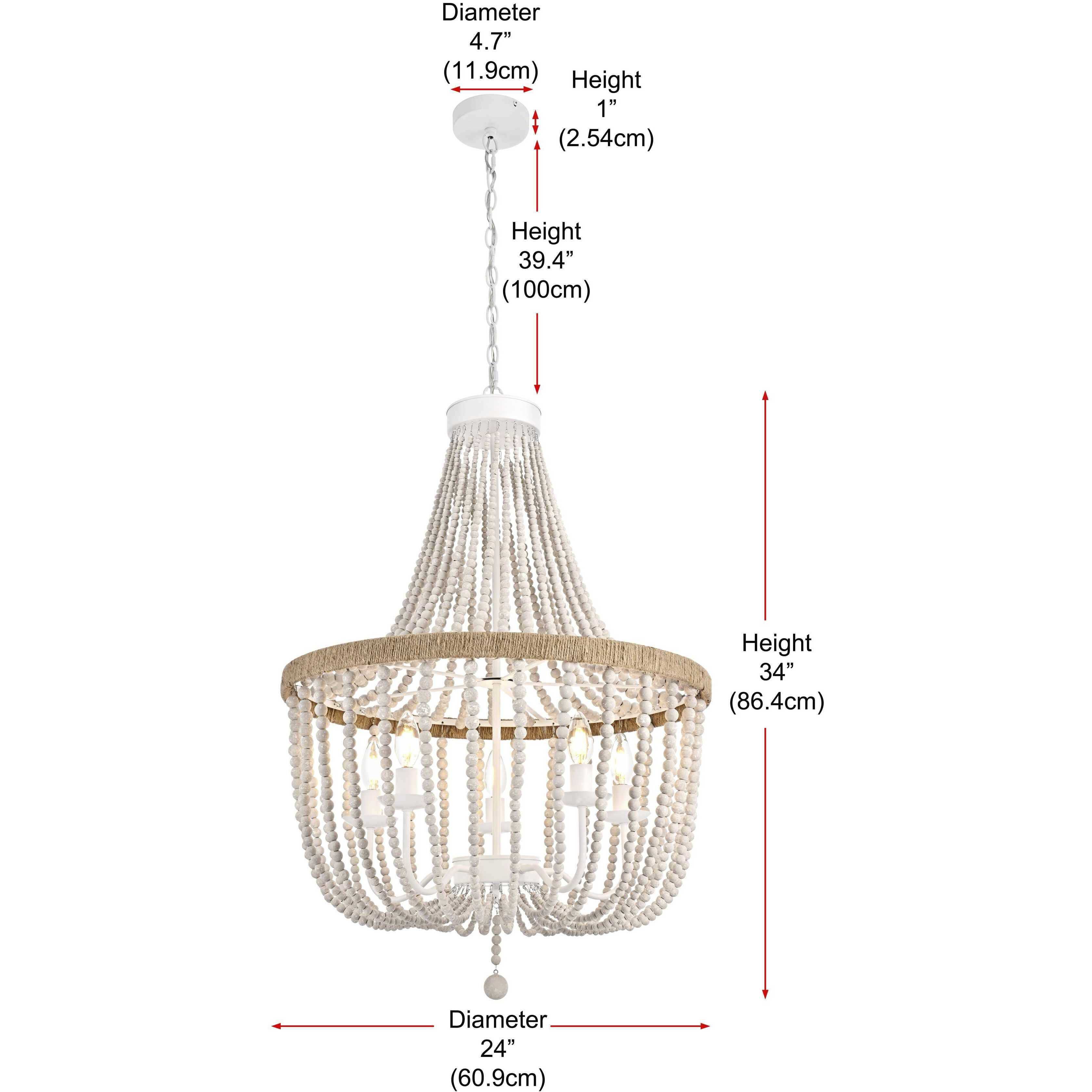 Jolie 5 Light 24 inch Antique White Pendant Ceiling Light